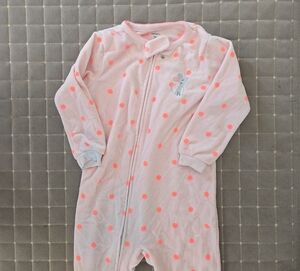 Carter's Light Pink and Neon Orange Polka Dot Footie